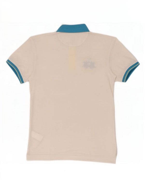 La Martina Mens Graphic Polo Shirt Large White Colourblock Cotton