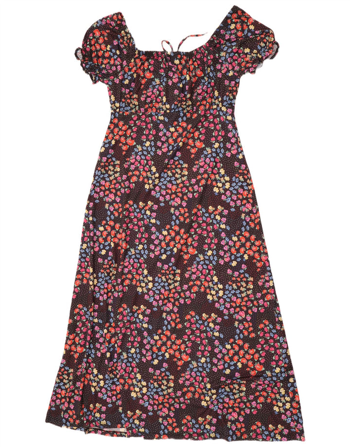 Lipsy Womens Maxi Dress UK 10 Small Black Floral Polyester