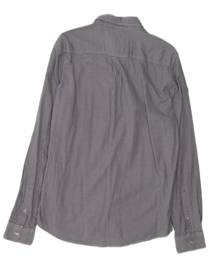 SUPERDRY Mens Regular Fit Shirt Large Navy Blue Houndstooth Cotton