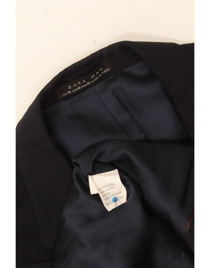 Zara Mens 2 Button Blazer Jacket Size 50 Medium Black Wool