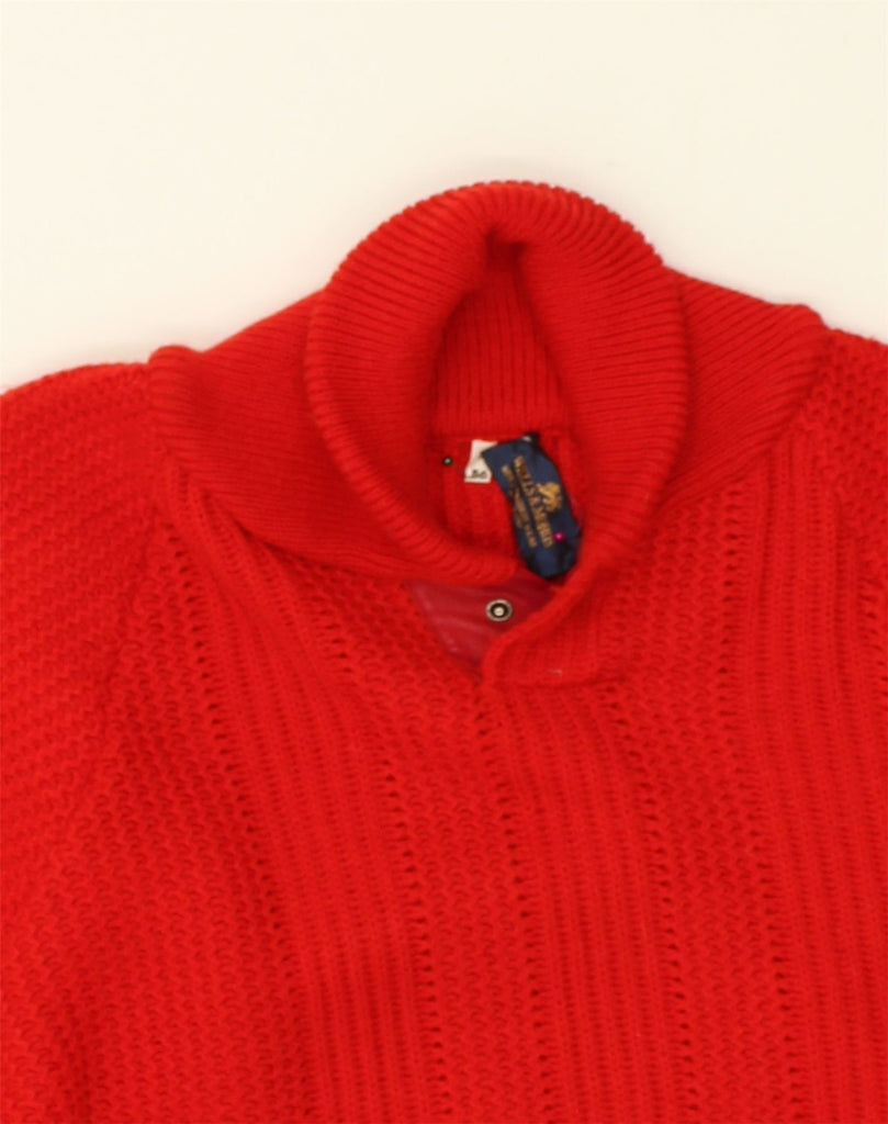 WELLS & MORRIS Mens Shawl Neck Jumper Sweater IT 56 XL  Red Acrylic | Vintage Wells & Morris | Thrift | Second-Hand Wells & Morris | Used Clothing | Messina Hembry 