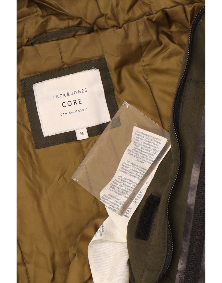 JACK & JONES Mens Hooded Padded Jacket UK 38 Medium Khaki Polyester