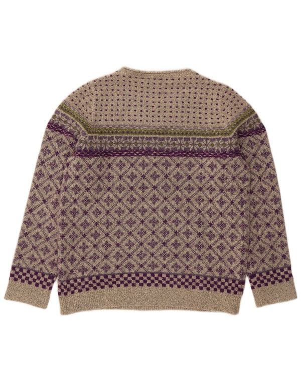 Weird Fish Womens Boat Neck Jumper Sweater UK 14 Large Grey Fair Isle