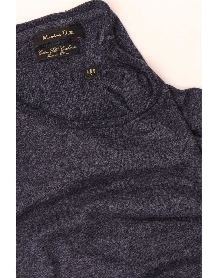 Massimo Dutti Womens Top Long Sleeve UK 16 Large Navy Blue Silk