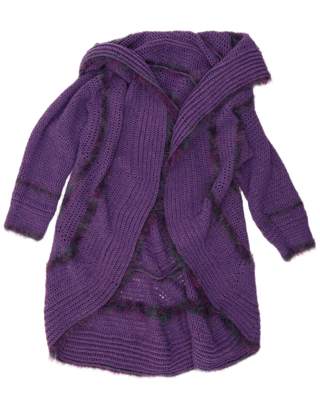 Vintage Womens Longline Open Cardigan Sweater One Size Purple