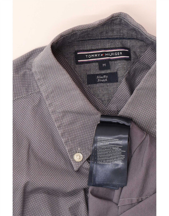 Tommy Hilfiger Mens Slim Fit Shirt Medium Navy Blue Spotted Cotton