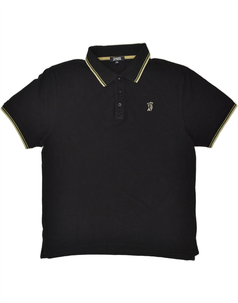 TRUSSARDI Mens Slim Polo Shirt 2XL Black Cotton | Vintage Trussardi | Thrift | Second-Hand Trussardi | Used Clothing | Messina Hembry 