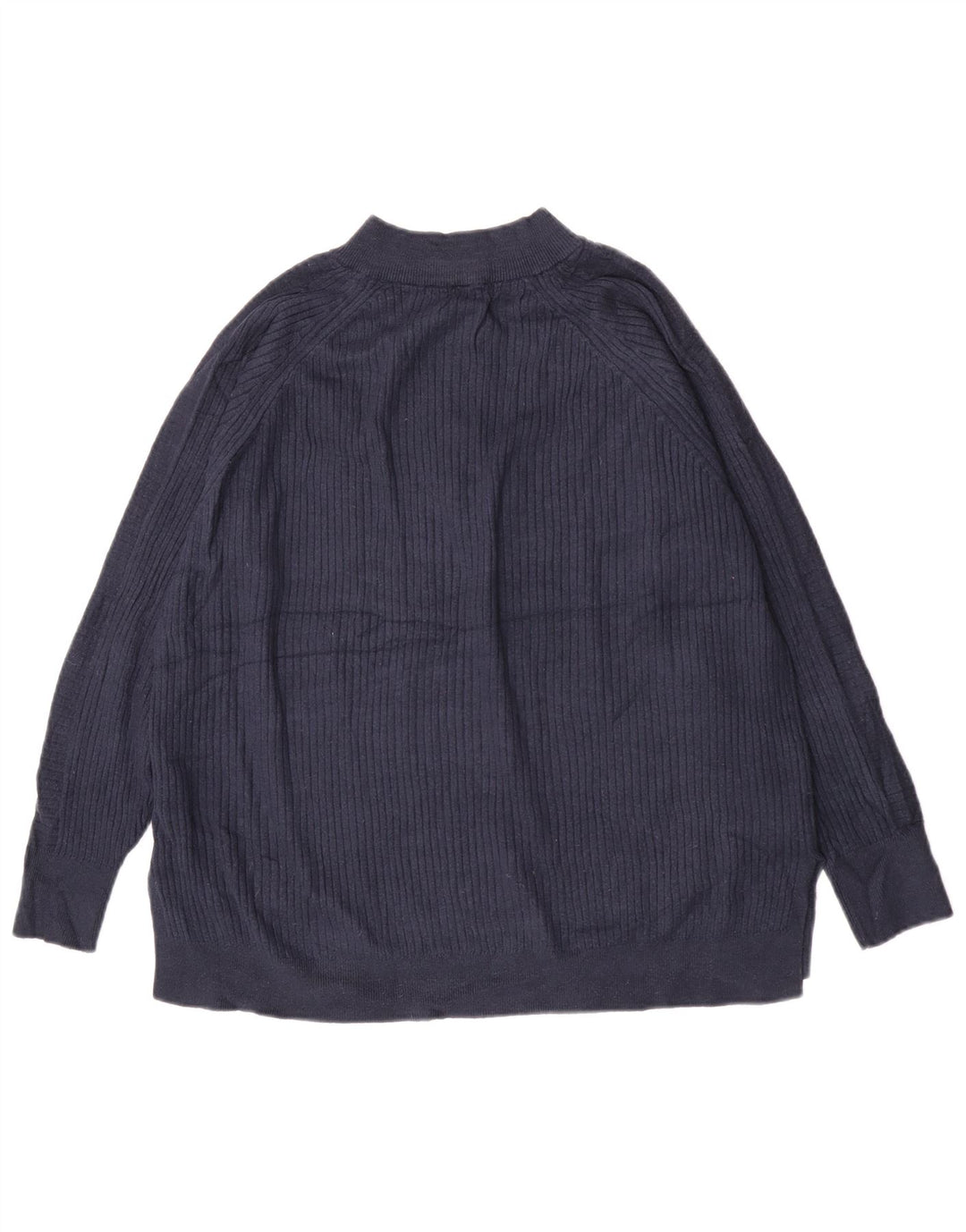 Marks & Spencer Womens Zip Neck Jumper Sweater UK 16 Large Navy Blue