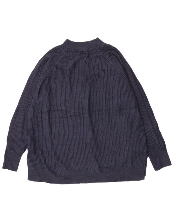 Marks & Spencer Womens Zip Neck Jumper Sweater UK 16 Large Navy Blue