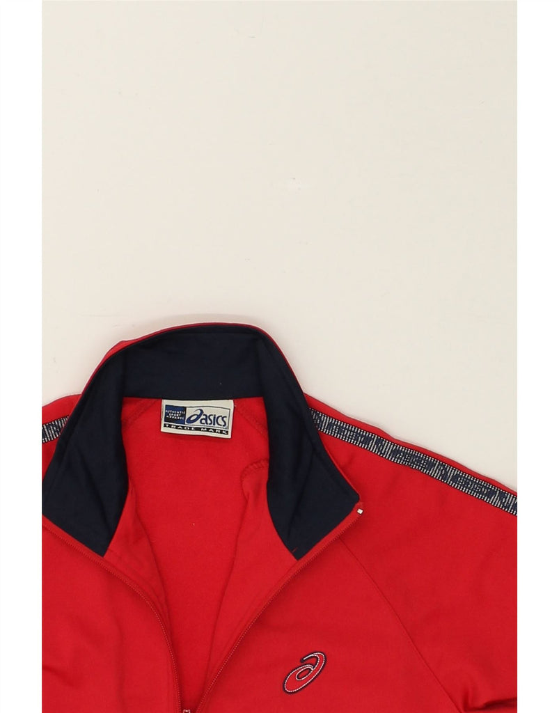 ASICS Boys Graphic Tracksuit Top Jacket 11-12 Years Red Striped Polyester | Vintage Asics | Thrift | Second-Hand Asics | Used Clothing | Messina Hembry 