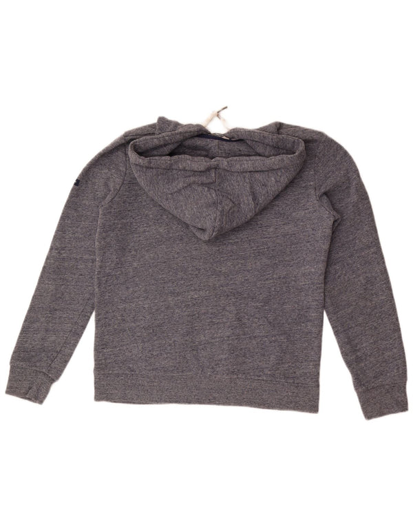 Superdry Womens Graphic Hoodie Jumper UK 10 Small Grey Flecked Cotton