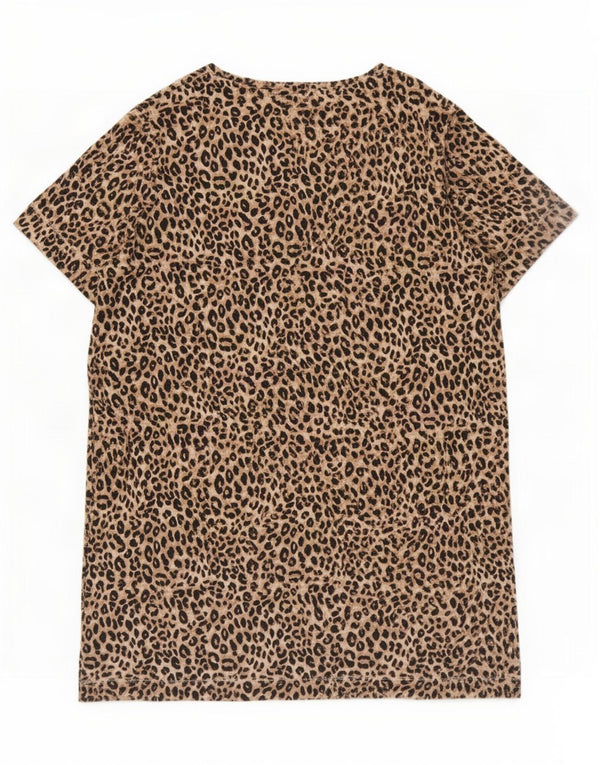 Marks & Spencer Womens T-Shirt Dress UK 16 Large Brown Animal Print