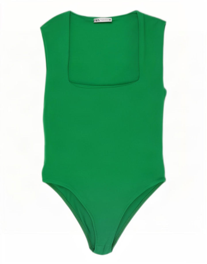 Zara Womens Bodysuit UK 12 Medium Green