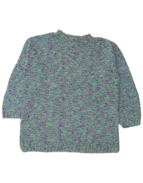 VINTAGE Womens Turtle Neck Jumper Sweater UK 18 XL Blue Flecked