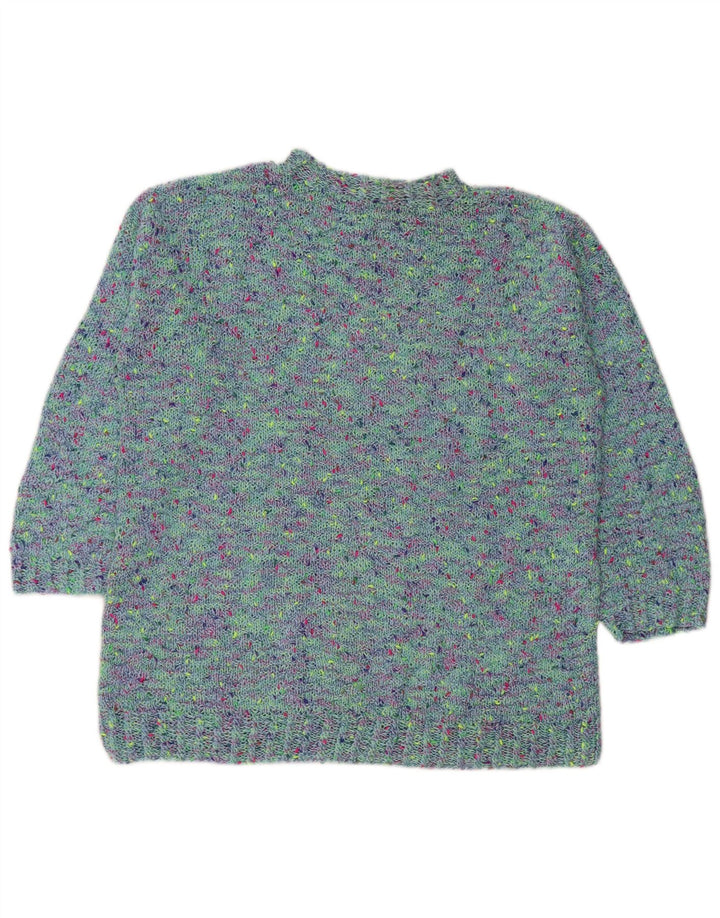 VINTAGE Womens Turtle Neck Jumper Sweater UK 18 XL Blue Flecked