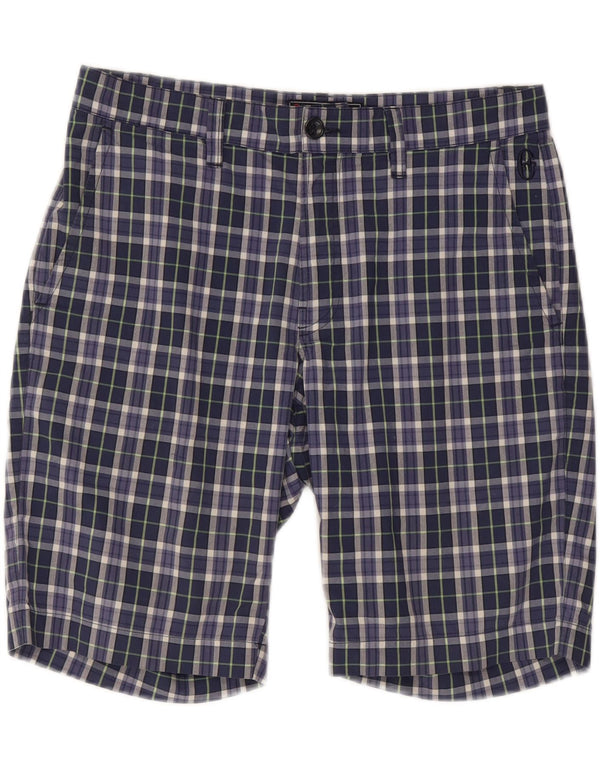 Conte of Florence Mens Chino Shorts IT 48 Medium W32 Navy Blue Check