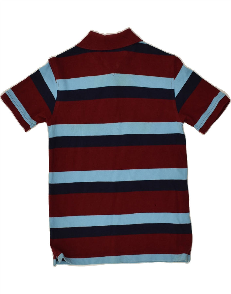 TOMMY HILFIGER Boys Polo Shirt 8-9 Years Maroon Striped Cotton | Vintage Tommy Hilfiger | Thrift | Second-Hand Tommy Hilfiger | Used Clothing | Messina Hembry 