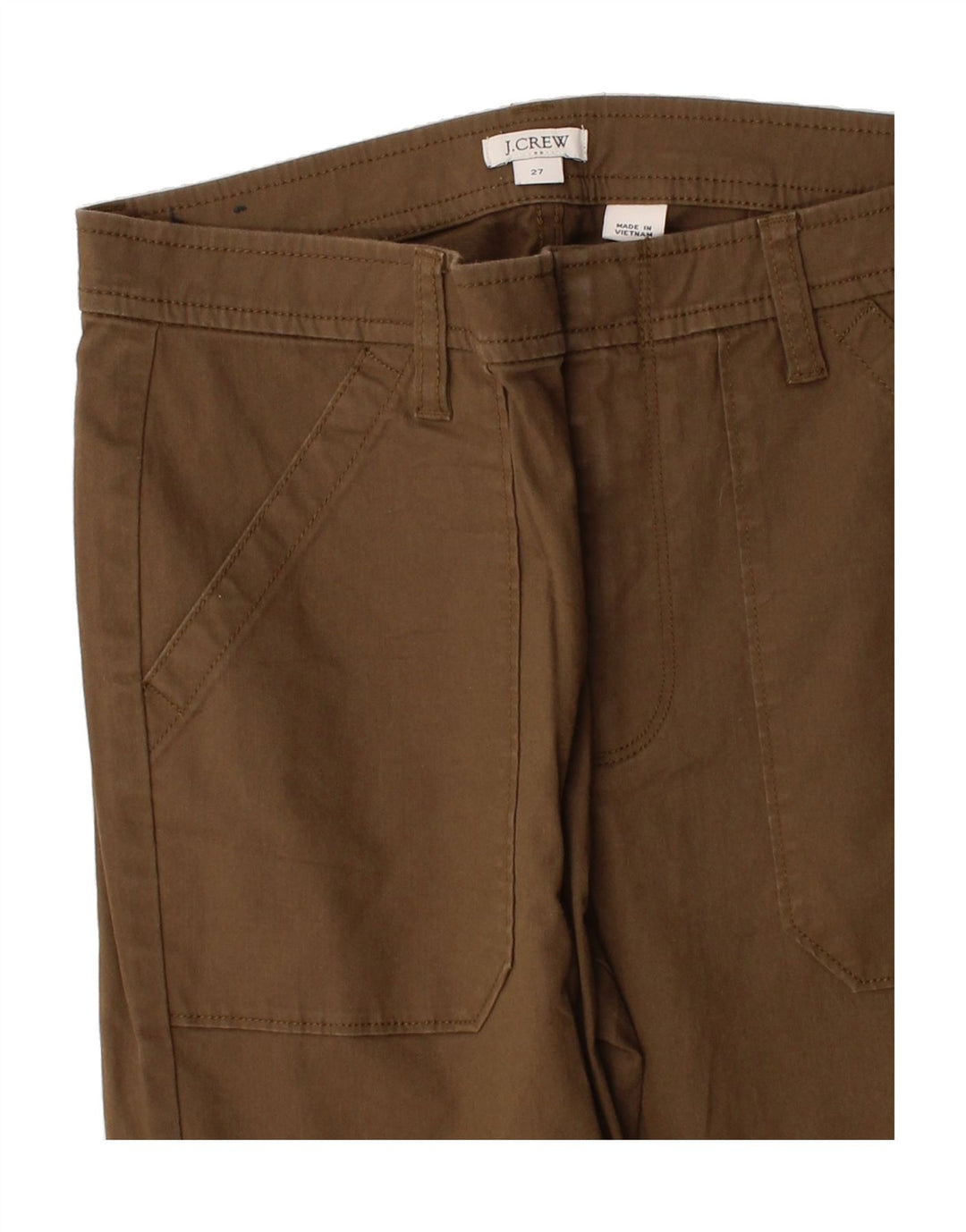 J. CREW Womens Slim Casual Trousers W27 L27 Brown Cotton Vintage J. Crew and Second-Hand J. Crew from Messina Hembry 