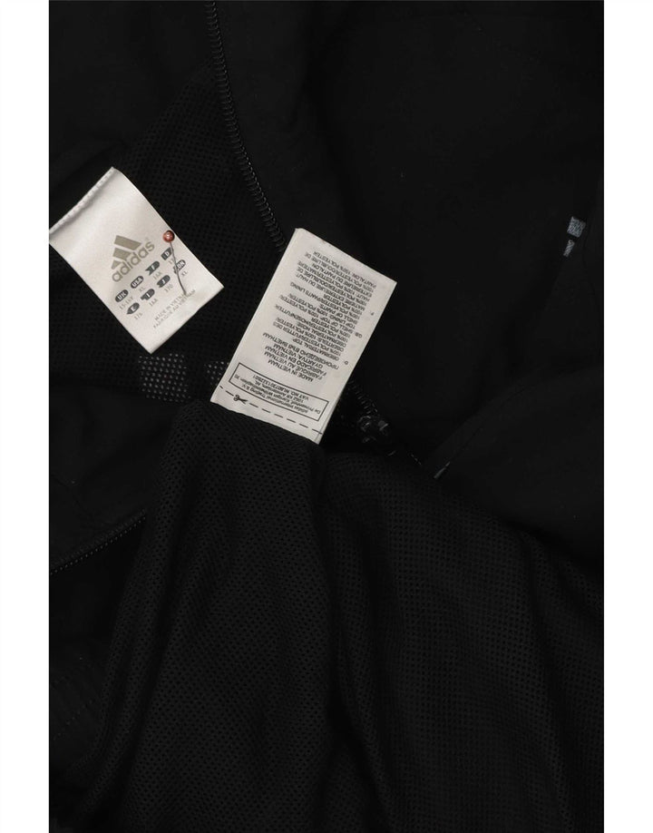 Adidas Boys Graphic Tracksuit Top Jacket 15-16 Years Black Polyester