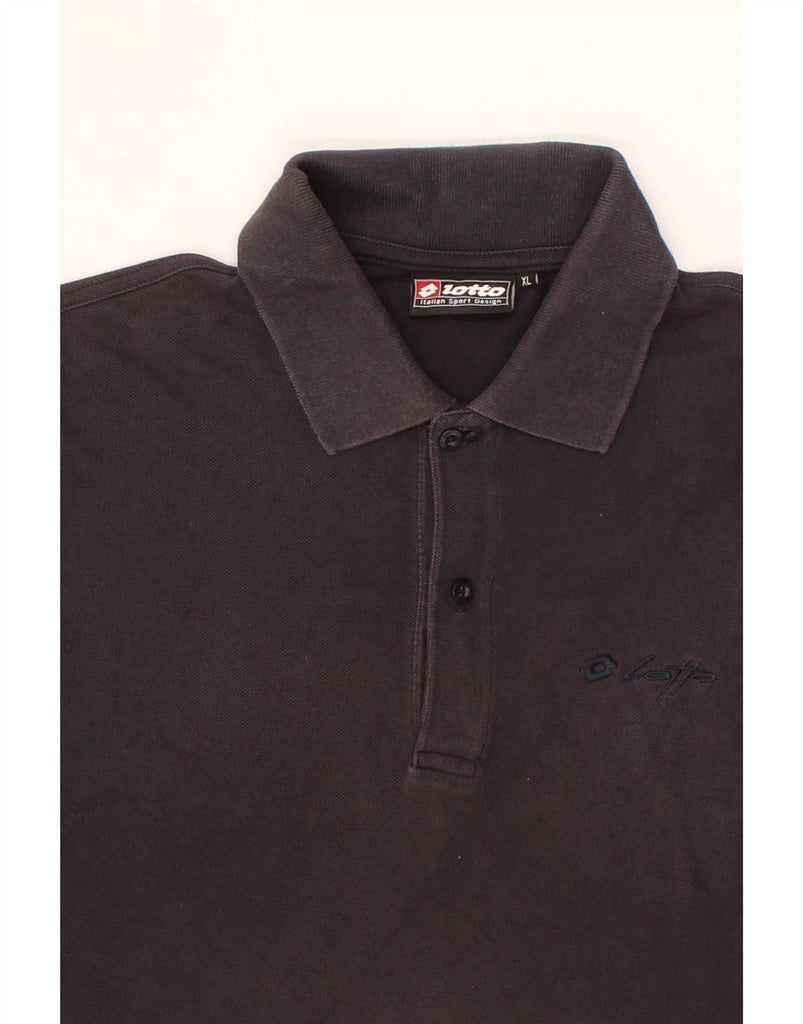 LOTTO Mens Long Sleeve Polo Shirt XL Navy Blue Cotton Vintage Lotto and Second-Hand Lotto from Messina Hembry 