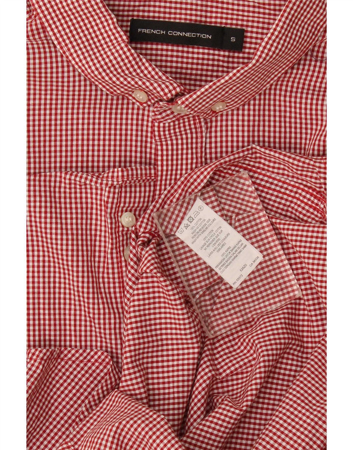 French Connection Mens Shirt Small Red Gingham Cotton