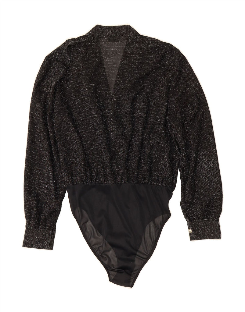 GIULIA GALANTI Womens Oversized Bodysuit UK 14 Medium Black Flecked Vintage Giulia Galanti and Second-Hand Giulia Galanti from Messina Hembry 