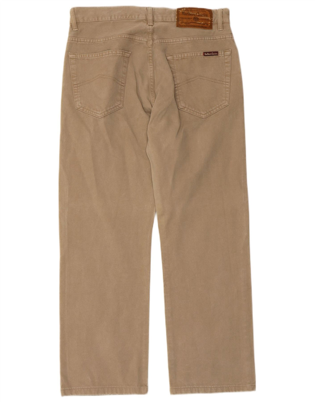 MARLBORO CLASSICS Mens Straight Casual Trousers W33 L28  Beige Cotton