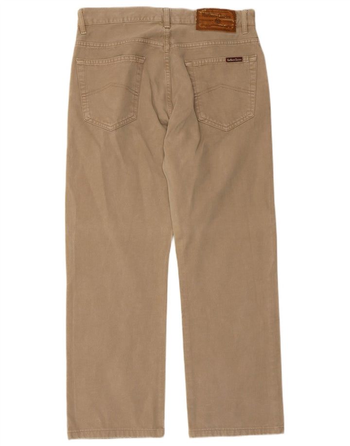 MARLBORO CLASSICS Mens Straight Casual Trousers W33 L28  Beige Cotton