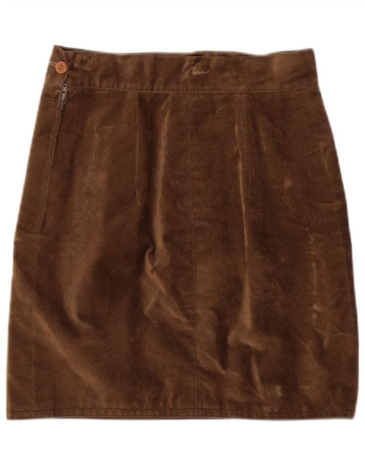 Vintage Womens Suede Pencil Skirt  W26 Small Brown