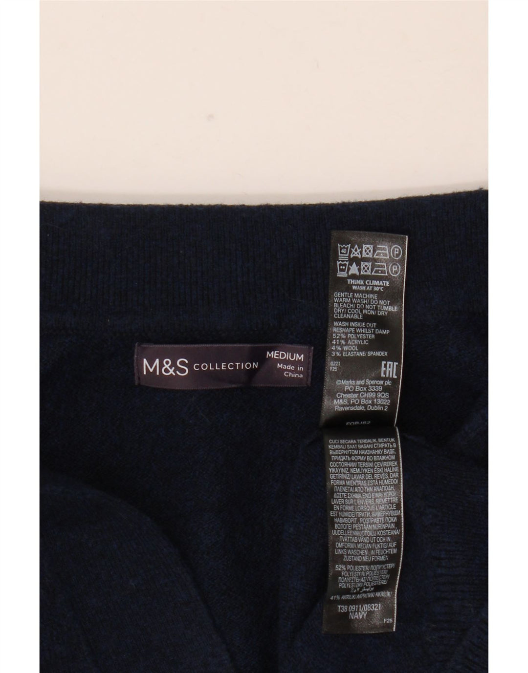 Marks & Spencer Womens Polo Neck Jumper Sweater UK 14 Medium Navy Blue