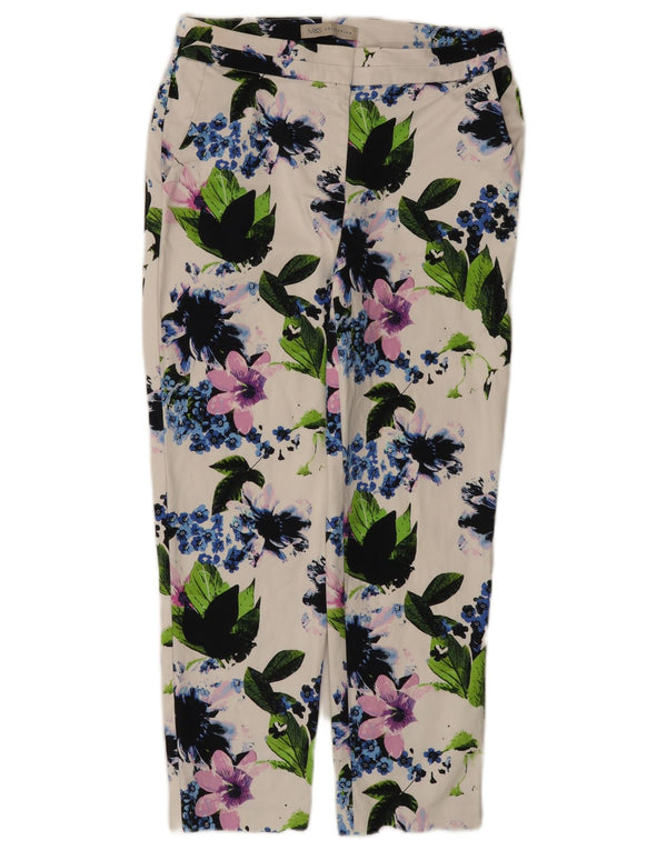 Marks & Spencer Womens Chino Trousers UK 8 Small W28 L24 White Floral