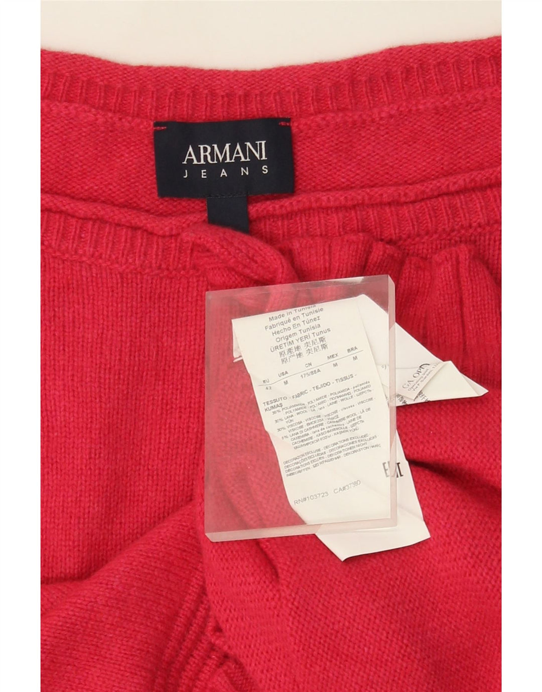 Armani Jeans Womens Crop Boat Neck Jumper Sweater UK 14 Medium Pink
