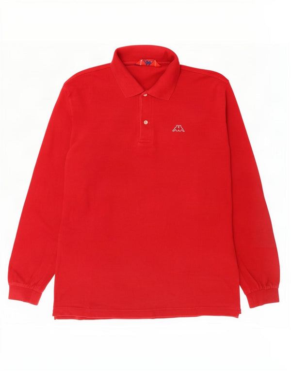 Kappa Mens Long Sleeve Polo Shirt Large Red Cotton