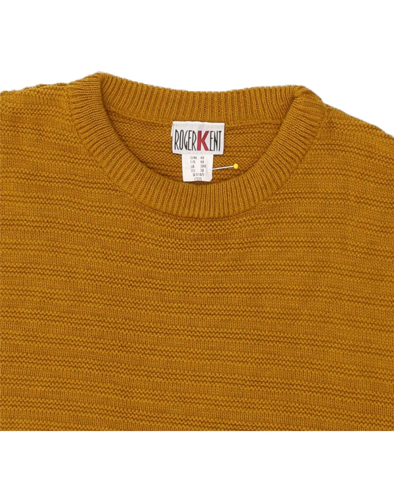 ROGER KENT Mens Crew Neck Jumper Sweater UK 38 Medium Yellow Acrylic Vintage Roger Kent and Second-Hand Roger Kent from Messina Hembry 