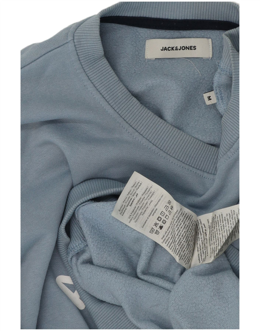 Jack & Jones Mens Graphic Sweatshirt Jumper Medium Blue Cotton