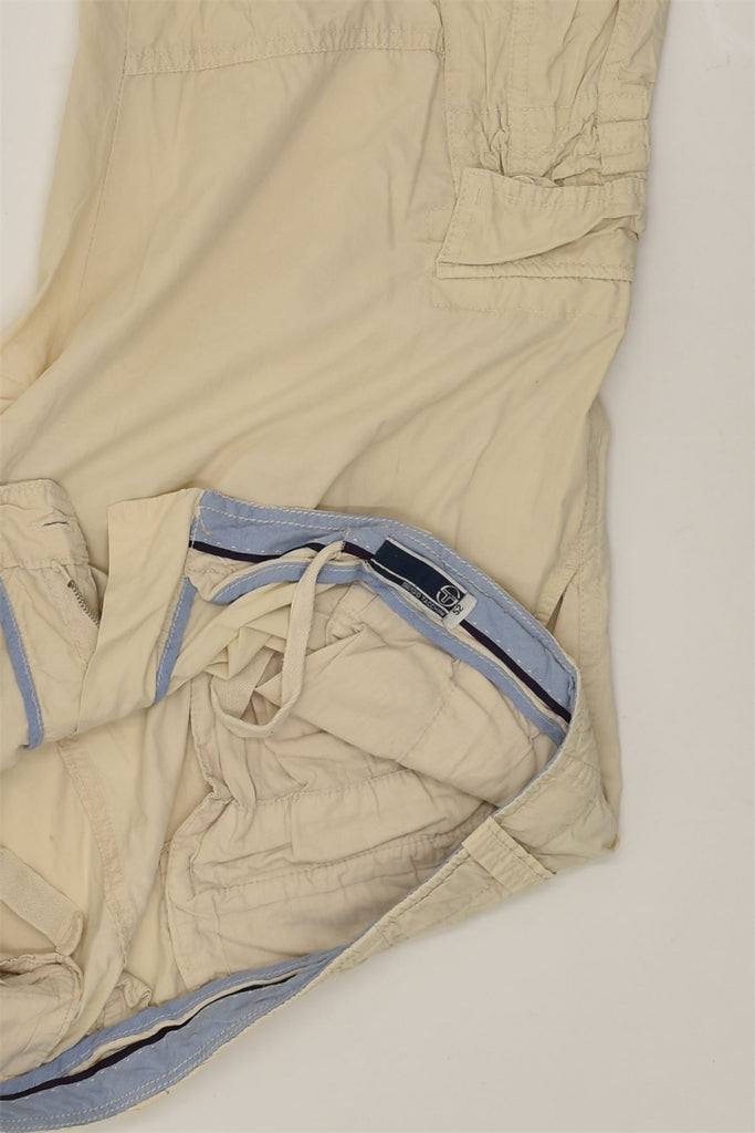 SERGIO TACCHINI Mens Straight Cargo Trousers IT 52 XL W36 L26 Beige Cotton | Vintage Sergio Tacchini | Thrift | Second-Hand Sergio Tacchini | Used Clothing | Messina Hembry 