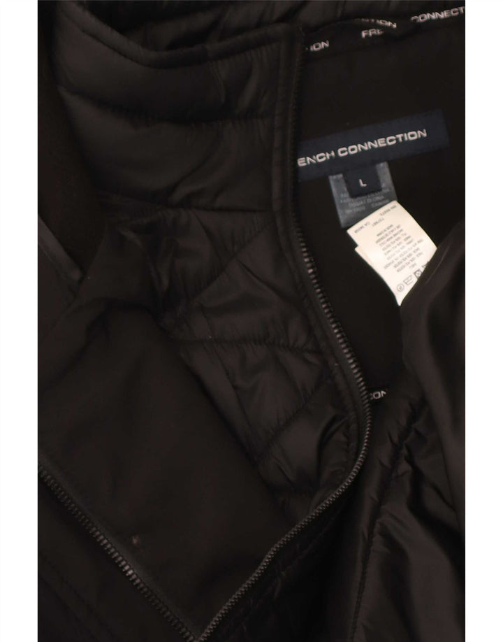 French Connection Womens Hooded Windbreaker Coat UK 16 Large Black