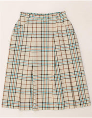 C&A Womens A-Line Skirt UK 14 Medium W28  Beige Check Polyester