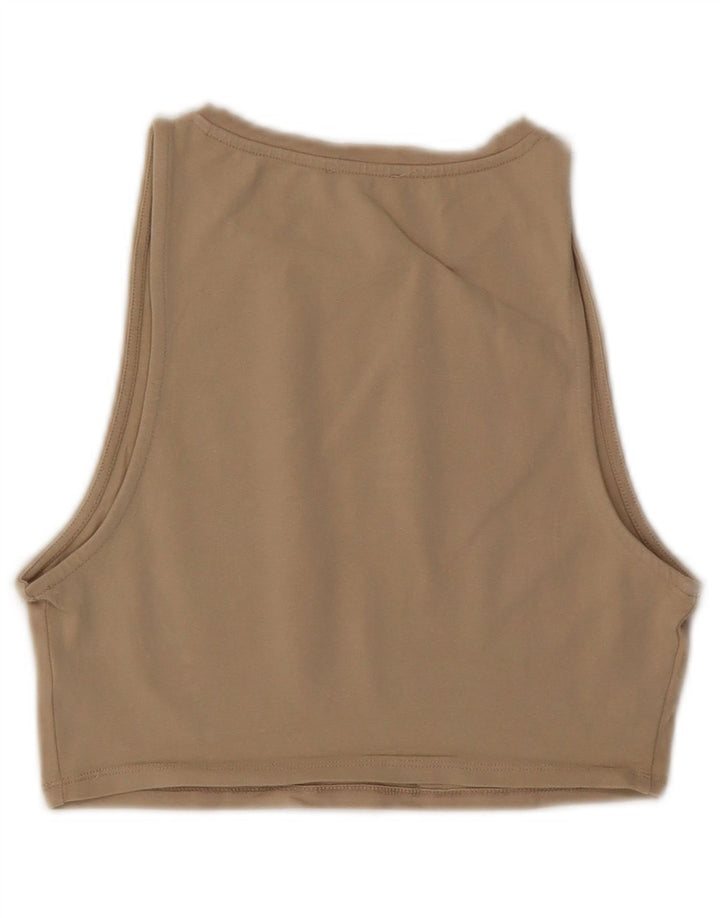 ZARA Womens Crop Top UK 12 Medium Beige Cotton