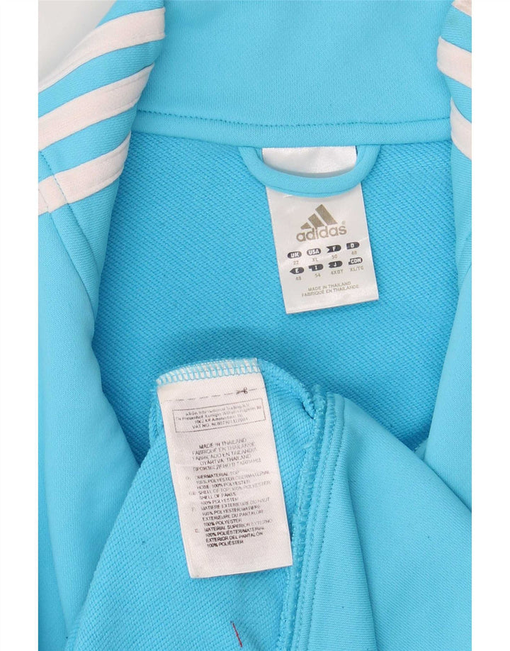 Adidas Womens Tracksuit Top Jacket UK 22 XL Blue Polyester