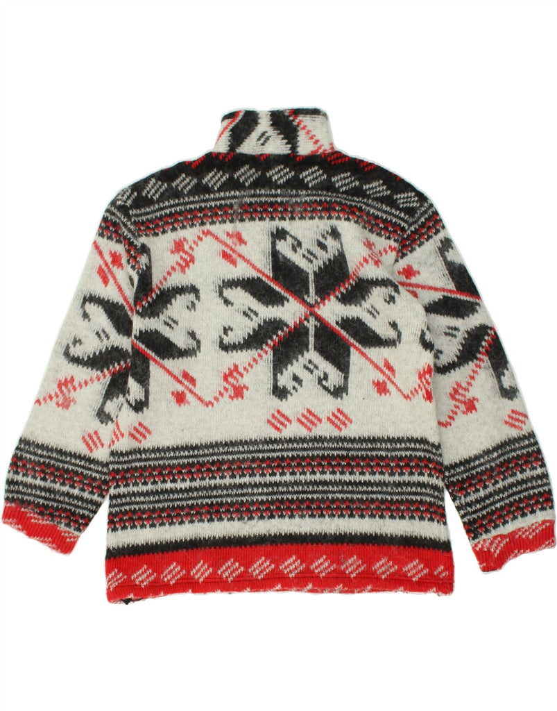 VINTAGE Womens Zip Neck Jumper Sweater UK 14 Large Grey Fair Isle | Vintage Vintage | Thrift | Second-Hand Vintage | Used Clothing | Messina Hembry 