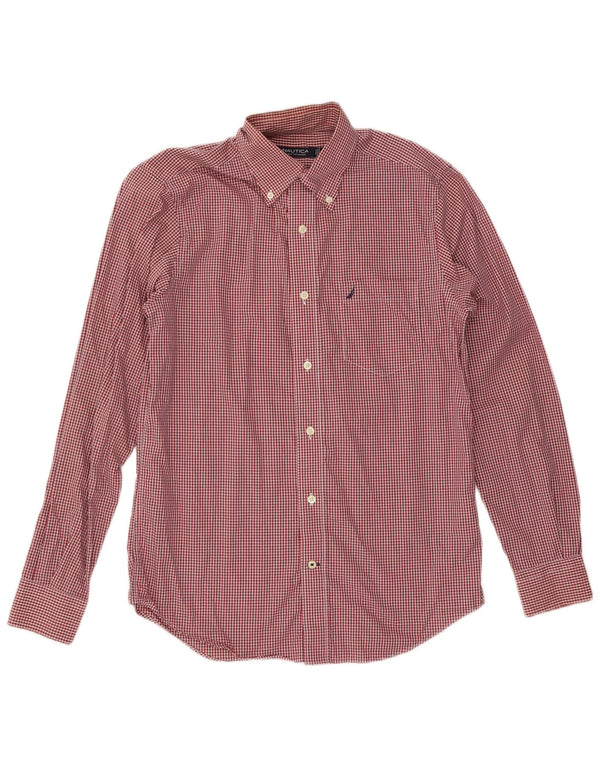 Nautica Mens Shirt Small Red Gingham Cotton