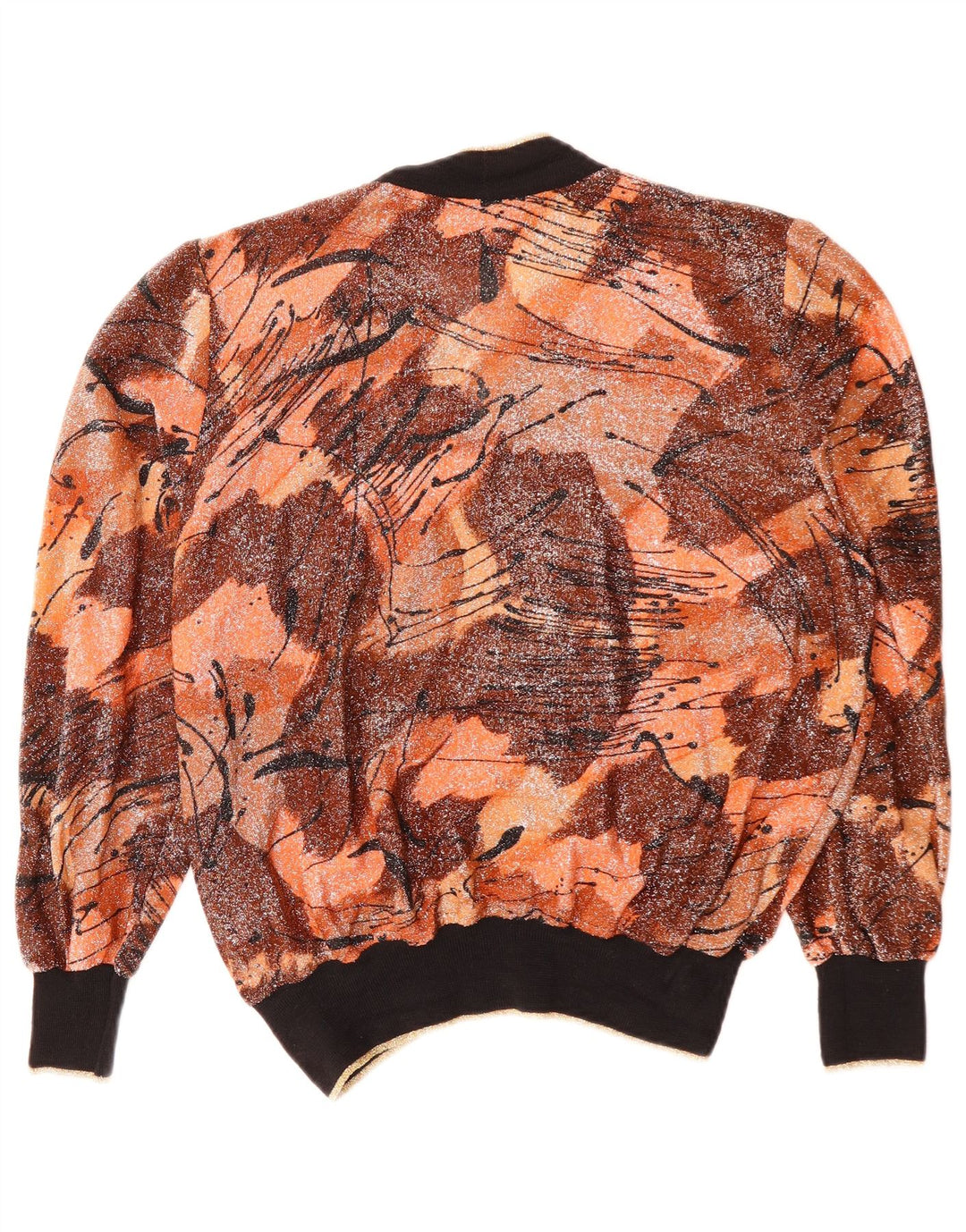 PLAISIR Womens Abstract Pattern Cardigan Sweater IT 44 Medium Brown