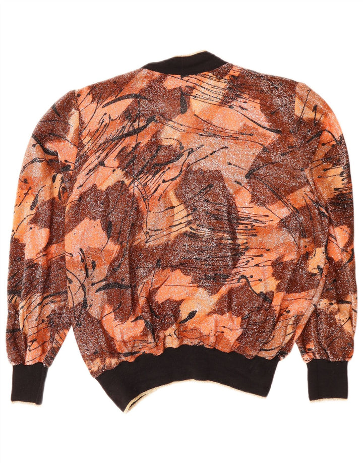 PLAISIR Womens Abstract Pattern Cardigan Sweater IT 44 Medium Brown