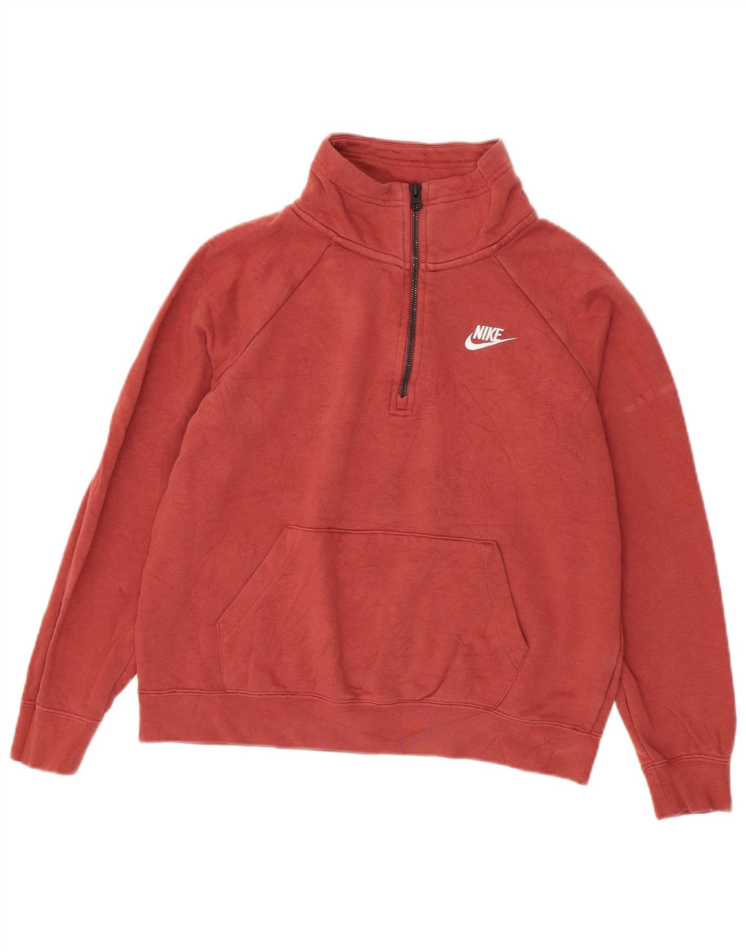 Nike Womens Oversized Zip Neck Sweatshirt Jumper UK 10 Small Burgundy