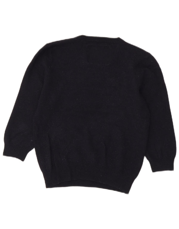 Jack Wills Womens Crop Crew Neck Jumper Sweater UK 12 Medium Navy Blue