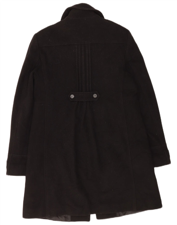 Calvin Klein Jeans Womens Overcoat UK 14 Large Black Wool