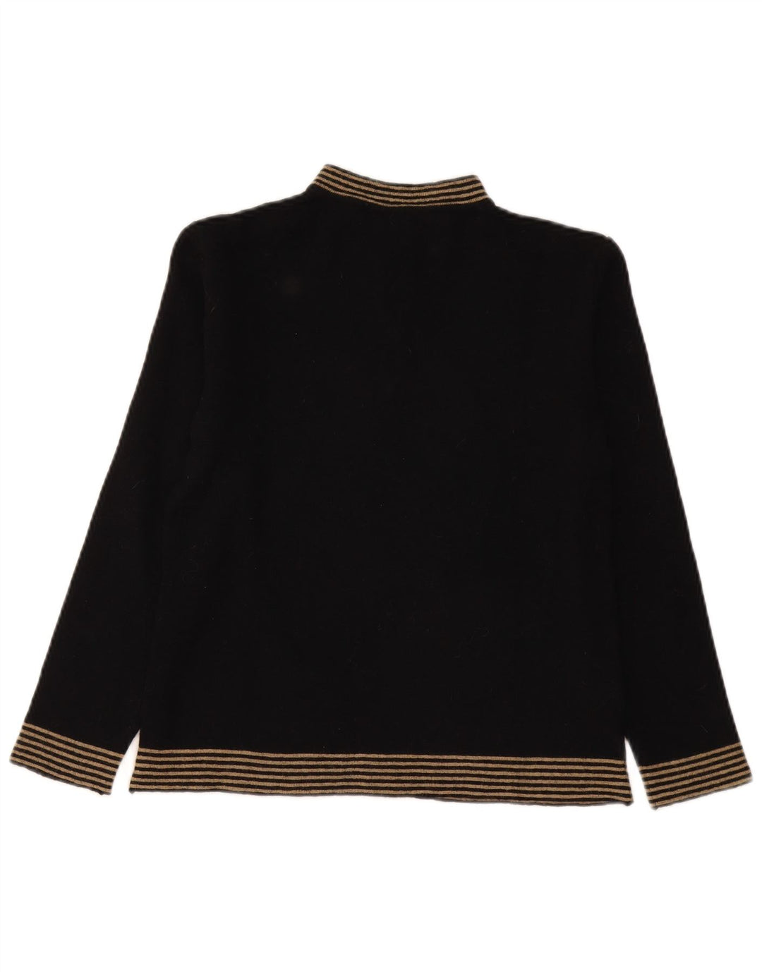 Vintage Womens Turtle Neck Jumper Sweater UK 12 Medium Black Striped