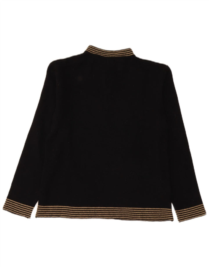 Vintage Womens Turtle Neck Jumper Sweater UK 12 Medium Black Striped