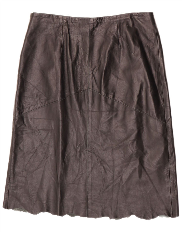 Vintage Womens Leather Skirt IT 48 XL W32 Black Leather